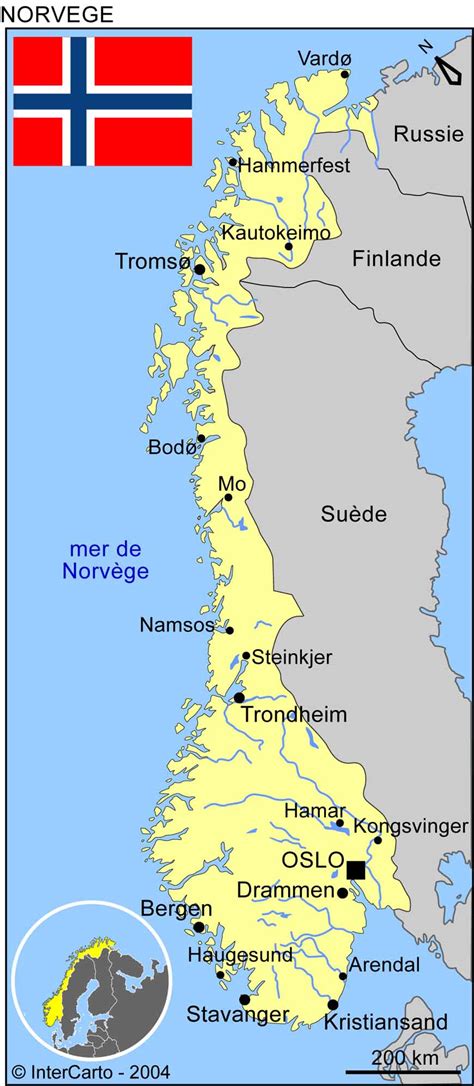 Carte Géographique Et Touristique De La Norvège Oslo Géographie De La