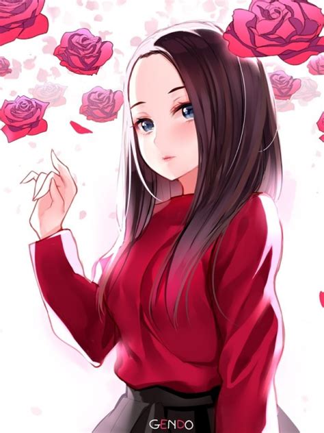 Red Rose Anime Girl