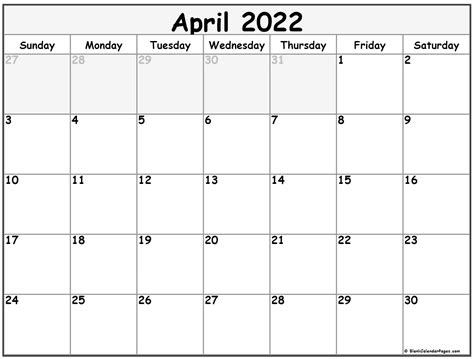 April 2022 Calendar Blank July Calendar 2022