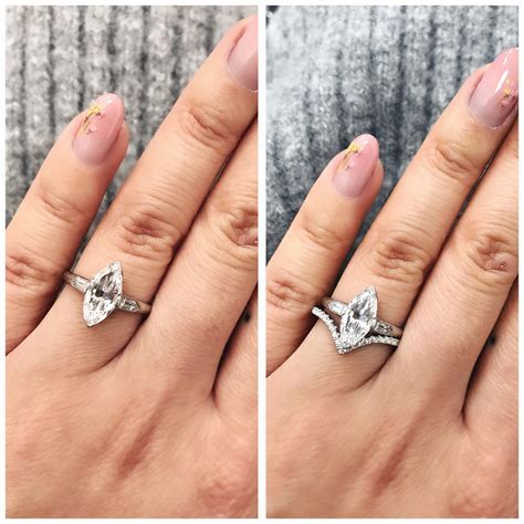Platinum Marquise 13 Ct With Unique Side Baguette Engagement Ring Matched With A V