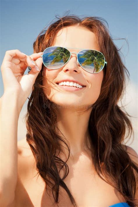 Woman In Bikini And Sunglasses Stock Image Image Of Beautiful Reflection 37811657