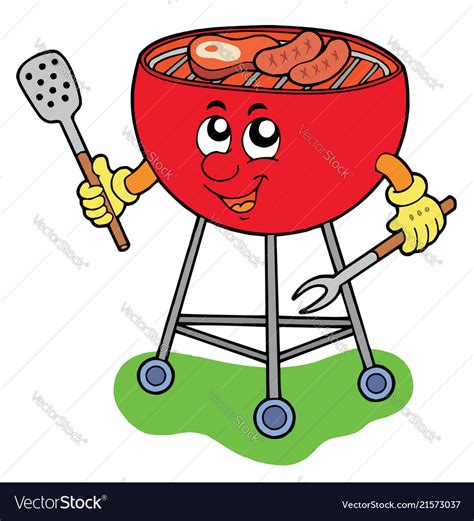 Barbecue Party Grill With Sausages Cartoon Vector Image Vlrengbr