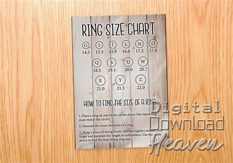 Downloadable To Scale Farmhouse Ring Size Chart Printable Size Guide
