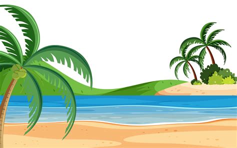 Landscape Background With Beach And Trees 694820 Vector Art At Vecteezy