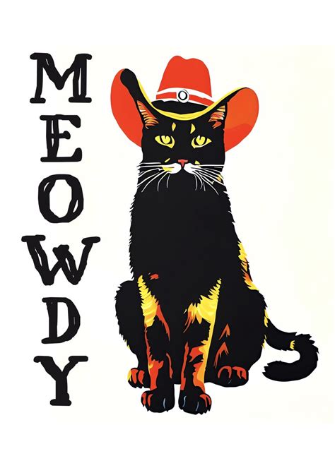 Meowdy Cowboy Cat Poster By Bluepinkpanther Displate