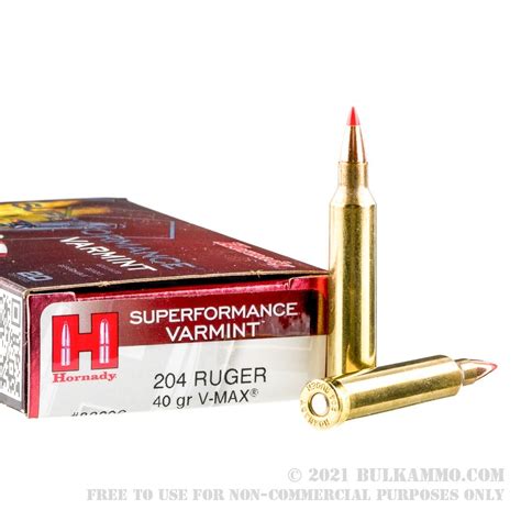 20 Rounds Of Bulk 204 Ruger Ammo By Hornady 40gr V Max