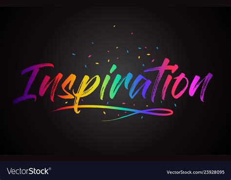 Inspiration Word Text With Handwritten Rainbow Vector Image