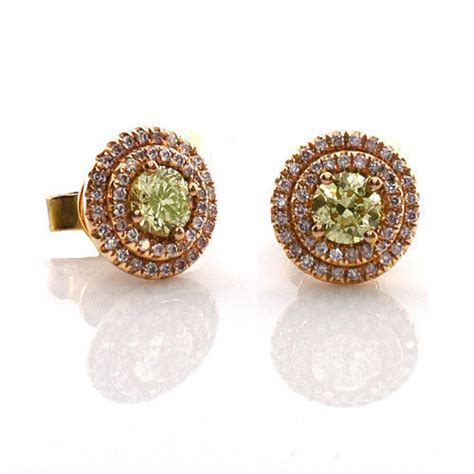Real Fine Ct Fancy Yellow Pink Diamonds Earrings K All Natural