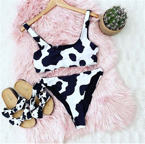 Bikini Swimwear Swim Suit Cow Print Western Western Fashion