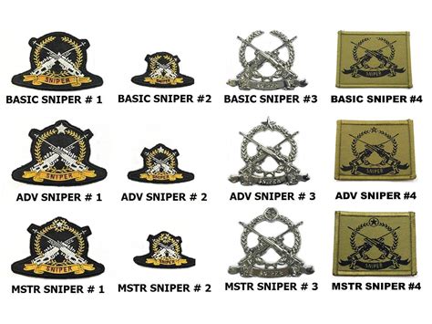 Sniper Skills Badge No1 2 3 And 4 All No3 With Spring Catch Pins At
