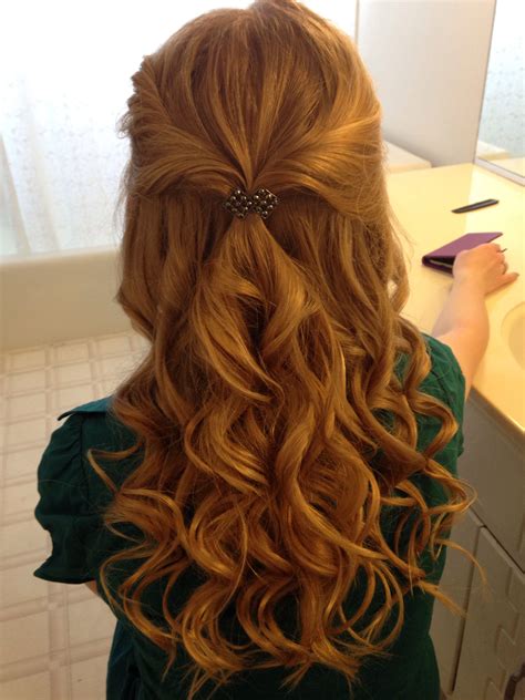 Curly Prom Hair Blonde Half Up Down Simple Homecoming Cute Pretty Beautiful Red