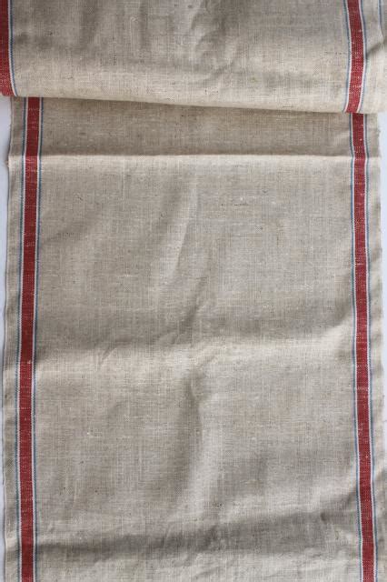 12 Yards Antique Vintage Natural Flax Linen Towel Runner Fabric Red
