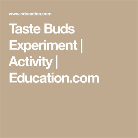 Taste Buds Experiment Activity Matter Experiments