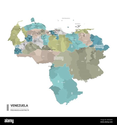 Venezuela Higt Detailed Map With Subdivisions Administrative Map Of