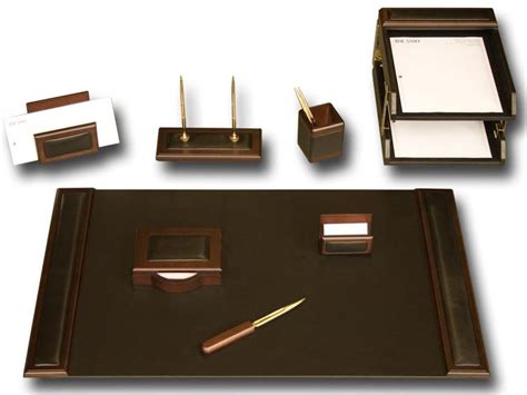 Featuring internal pockets for easy storage of your everyday notes, pens. Walnut & Leather 10-Piece Leather Desk Set | Leather desk
