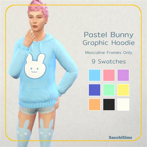 Sacchi Sims Moschino Hoodie Recolor Pastel Bunny Graphic