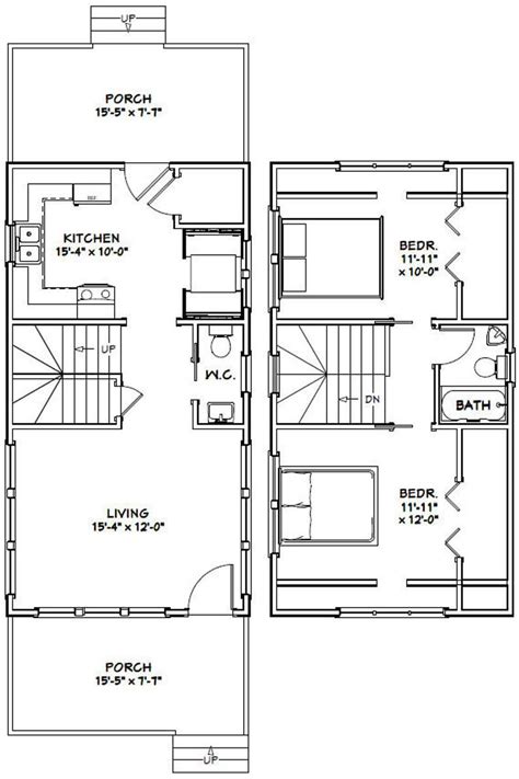 16x30 House 878 Sq Ft Pdf Floor Plan Instant Download Etsy Small
