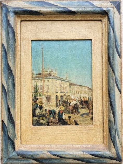 Venetian Market Scene Oil On Canvas Secolo Art And Antiques