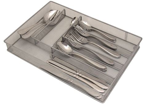 tray cutlery mesh silverware trays storage drawer foam feet kitchen organizer holder amazon inch dining technologies wire steel stainless knife