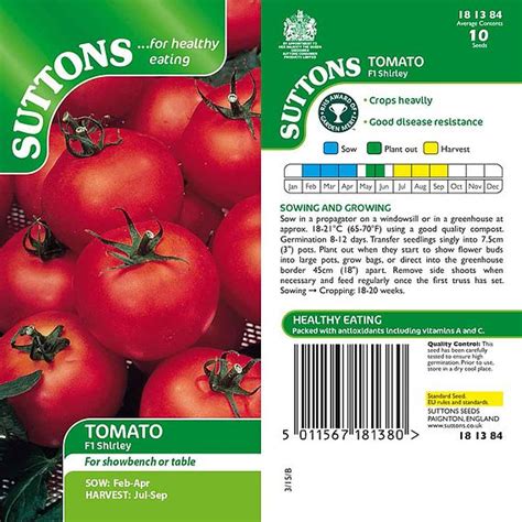 Tomato Seeds F1 Shirley Indeterminate Suttons