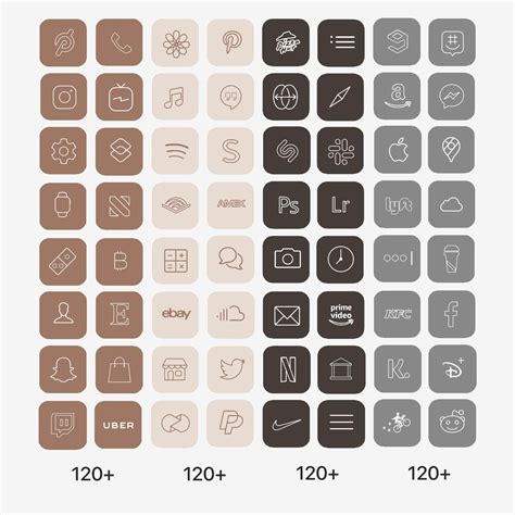 Ios 14 App Icons Dark Brown Modern Minimalist Coffee Cream Etsy Ios