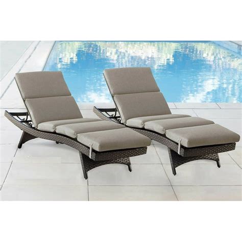 Chaise Lounge Cushion 2 Pack Universal Size Adjustable Straps Grey