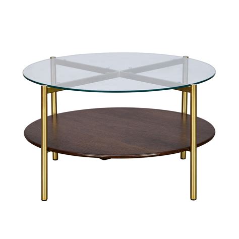 Buy Adira Glass Top Metal Frame Center Table Red Walnutonline Home