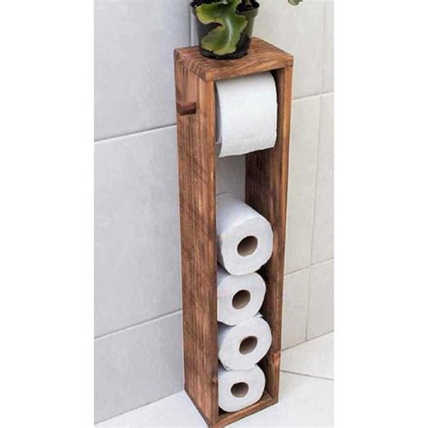 Wooden Handmade Toilet Paper Holder Stand Etsy