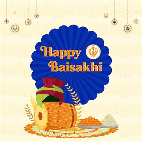 Premium Vector Happy Baisakhi Festival Greeting Card Design