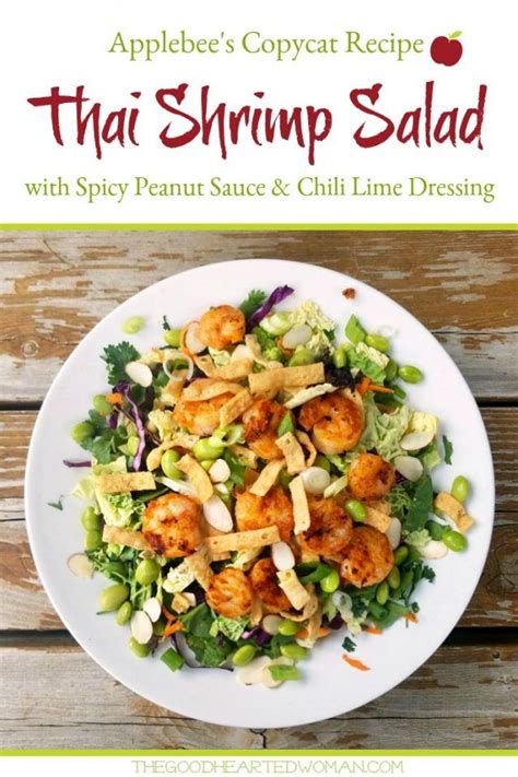 Add ingredients for thai peanut dressing into a mason jar or bowl then shake or whisk to combine. Thai Shrimp Salad with Spicy Peanut Sauce & Chili-Lime Dressing {Inspired by Applebee's} | The ...
