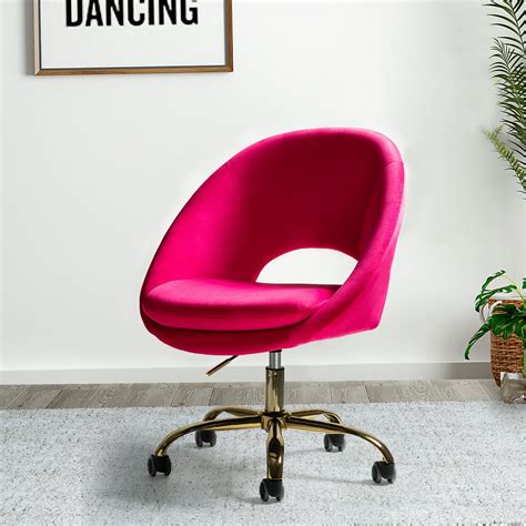 Savas Velvet Task Chair For Home Office In Hot Pink