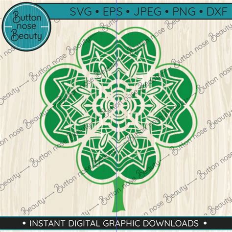 4 Leaf Clover Mandala Svg Clover Mandala Svg St Patricks Etsy Ireland