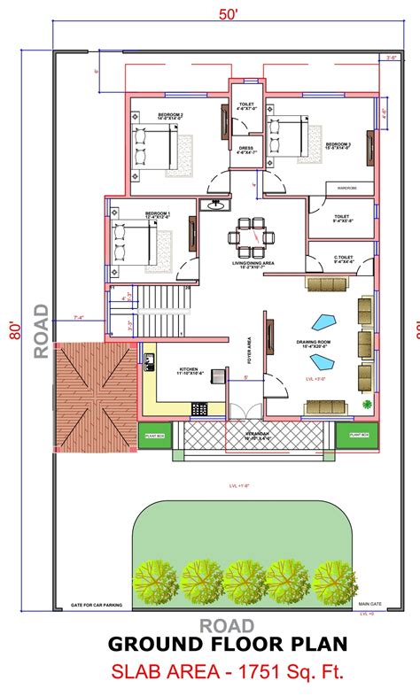 50x80 Elevation Design Indore 5080 House Plan India