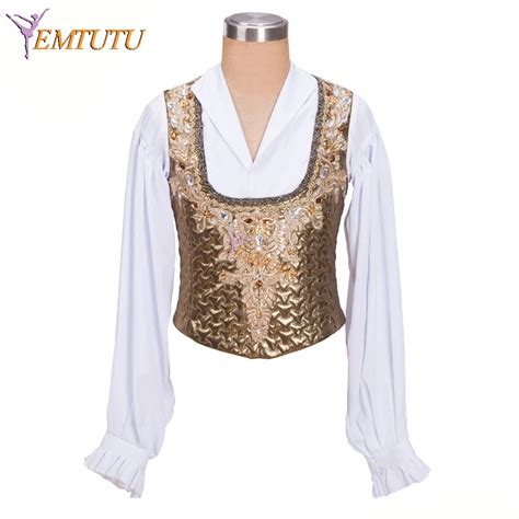 Mens Professional Ballet Tunic Gold White Chiffon Boys Princes Ballet