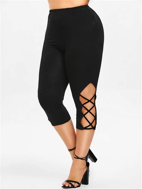 wipalo plus size latest activewear criss cross women leggings black cut out sexy leggings high