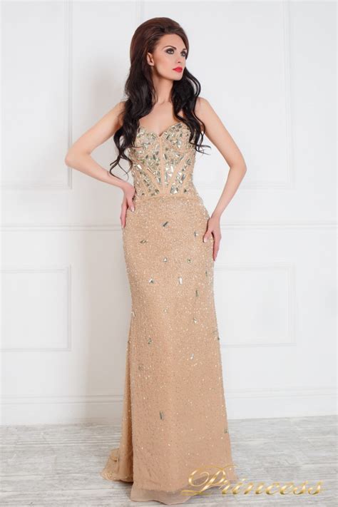 Купить вечернее платье 96127 бежевого цвета по цене 35000 руб в Москве