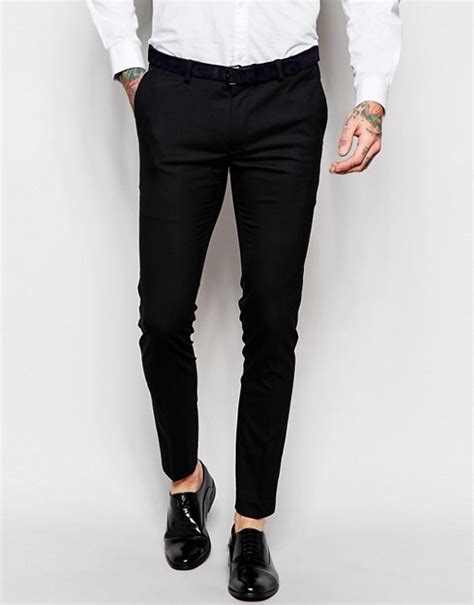 Asos Asos Super Skinny Tuxedo Suit Trousers With Satin Stripe