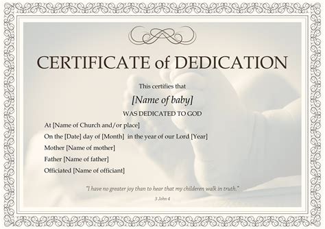 Baby Dedication Certificate Template For Mac Boy Or Girl Instant