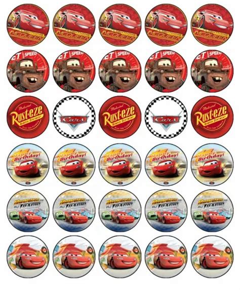 Lightning Mcqueen Cupcake Toppers Edible Wafer Paper Cake Decorations