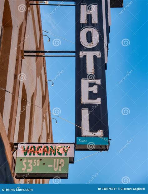 Old Vintage Hotel Sign With Vacancy And Price Notifications Holiday
