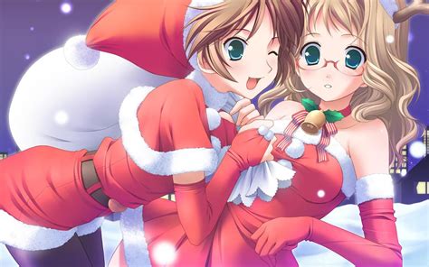 Cute Anime Girls In Christmas Christmas Wallpaper Hd Anime