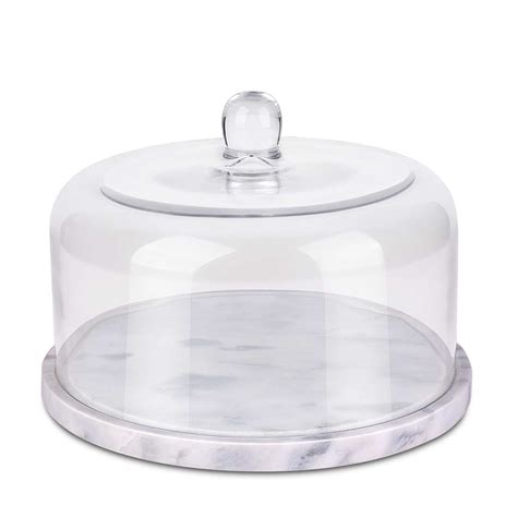 Marble Cake Stand W Glass Cover Dome Multifunctional Serving Platter