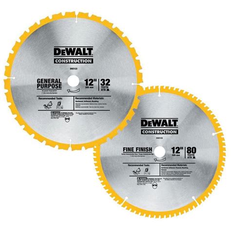 Dewalt 12 Inch Miter Saw Blade 32 Teeth And 80 Teeth 2 Pack The