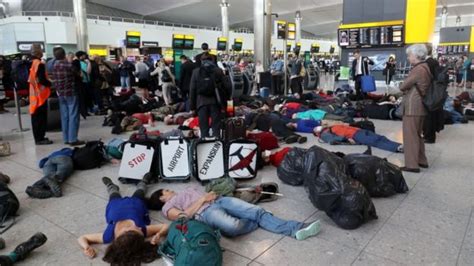 Heathrow Protesters Stage Die In Demo Over Airport Expansion Bbc News