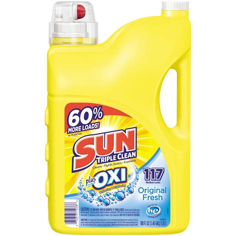 Sun Liquid Laundry Detergent plus OXI Stain Removers and Whiteners
