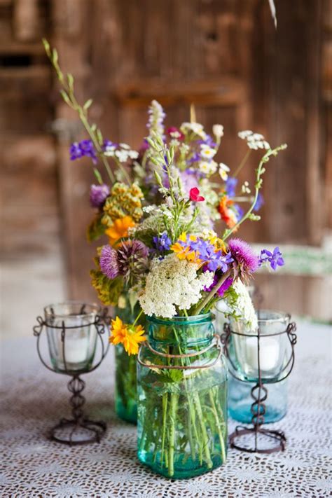 Wild Flowers Flower Centerpieces Wedding Wedding Jars Wedding