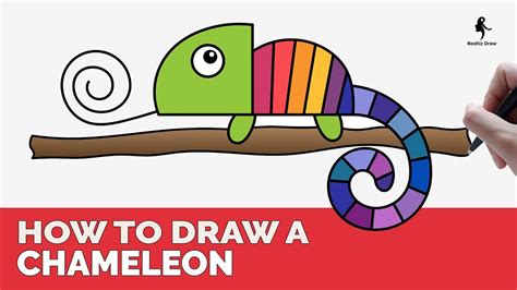 Rainbow Chameleon Easy Drawing For Kids With Colour Canvas Ily