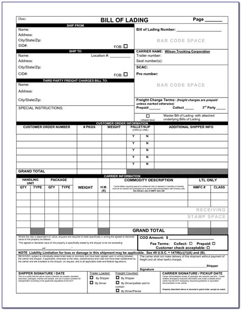 Blank Straight Bill Of Lading Short Form Pdf Form Resume Pertaining