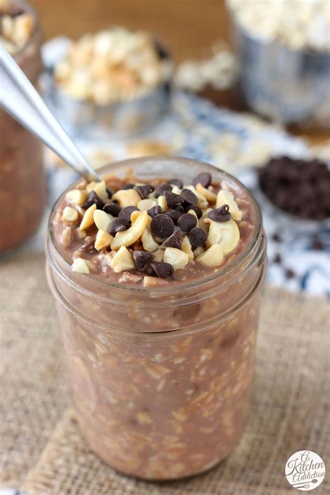Add 2 tbsp peanut butter to the recipe. Double Chocolate Cashew Overnight Oats - A Kitchen Addiction