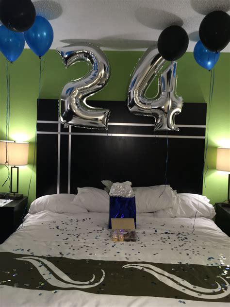 Birthday Ideas For A Guy Birthday Room Decorations Birthday Room Surprise Hotel Room Decoration